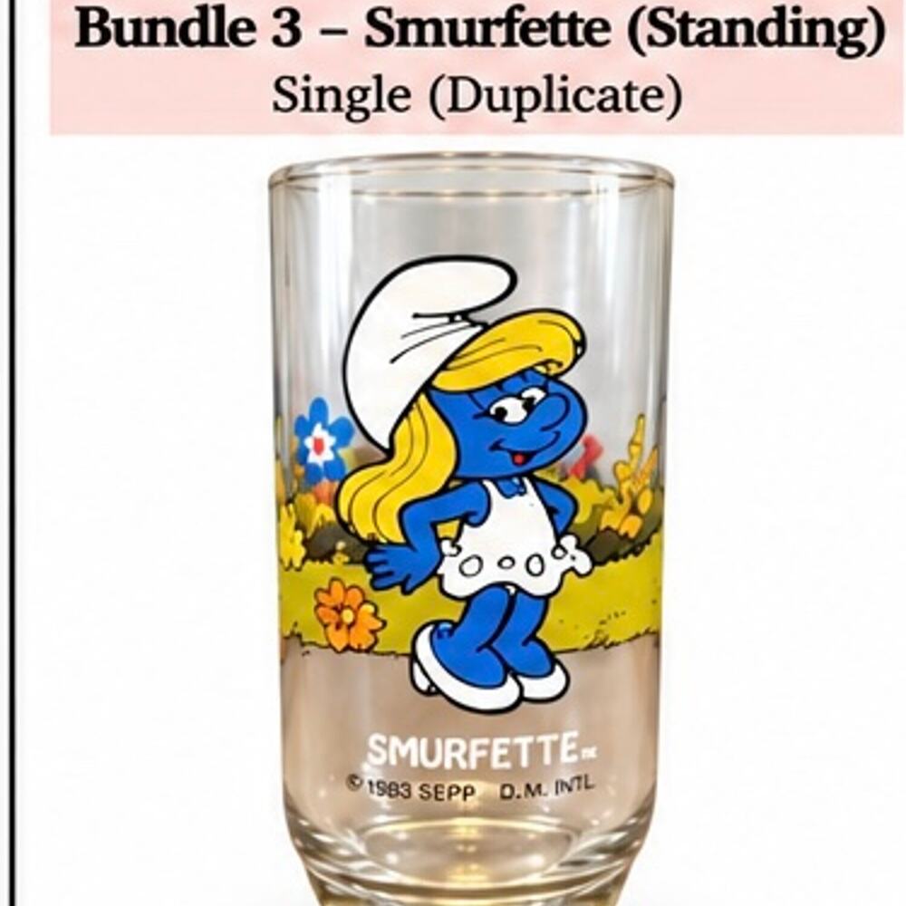 Vintage 1983 Hardee’s Smurfette Drinking Glass Peyo Smurfs Collector Tumbler